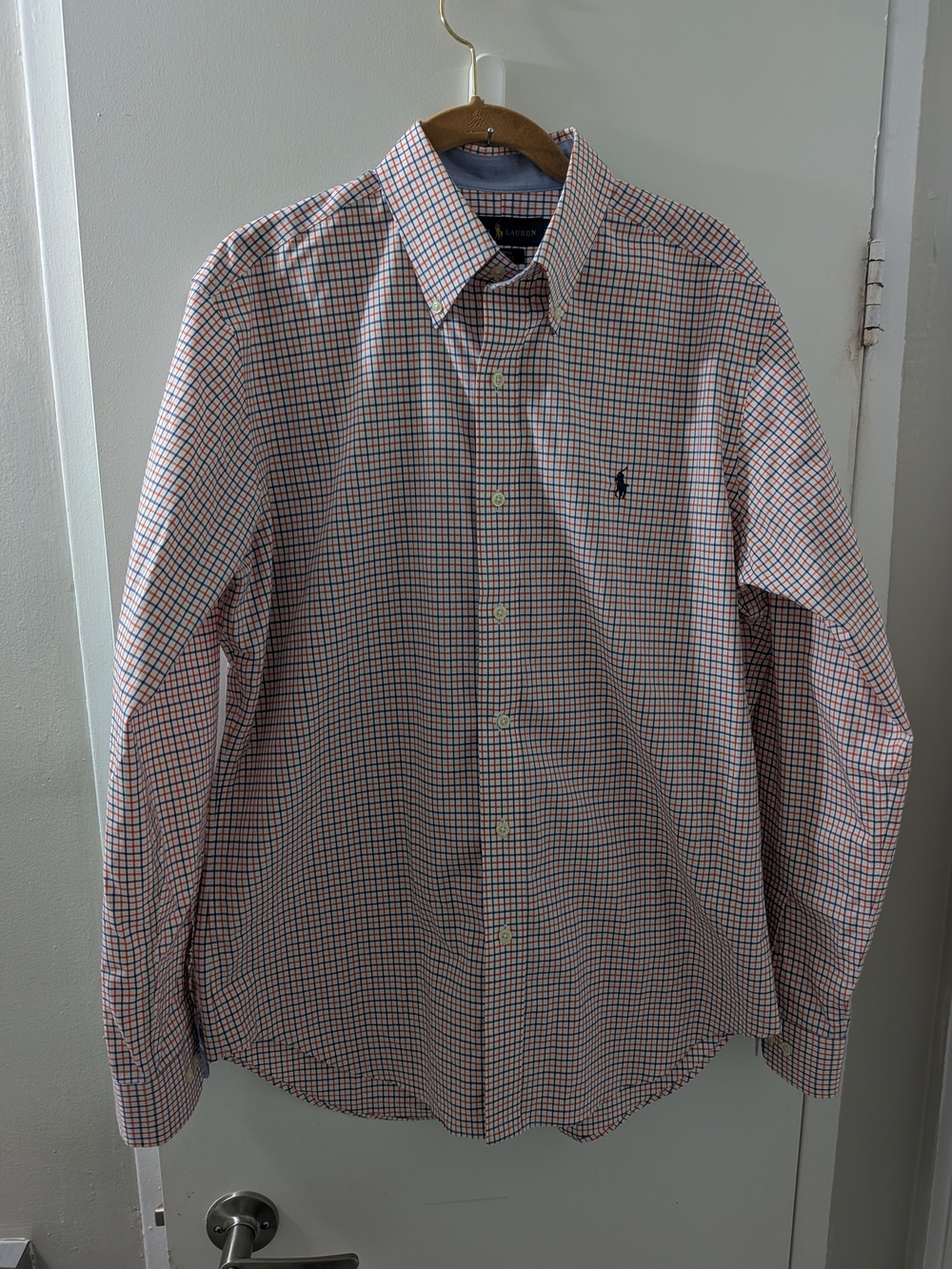 Polo by Ralph Lauren Men's  Button-Down Shirt - White, Blue & Red Medium
